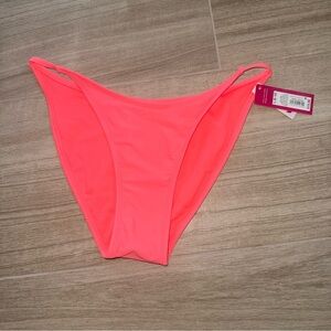 Xhilaration Hot Coral Swim Bottom Large high leg scoop waist